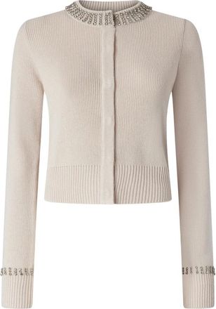 Pinko Cardigan met ronde hals en lange mouwen - Dames - Vesten - Beige - S - Truien & Vesten
