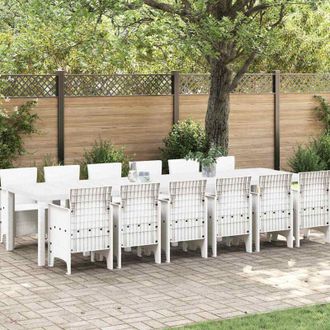 vidaXL Conjunto De Comedor De Jard&iacute;n 13 Pcs Blanco Ratan Polt Vidaxl