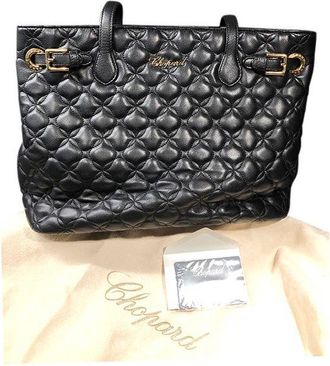 Chopard Black Quilted Leather Tote Size 35