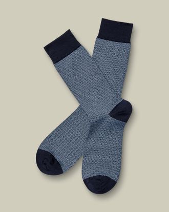 CHARLES TYRWHITT Diamond Socks - Denim Blue Size 6-10 by Charles Tyrwhitt