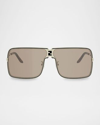 Fendi Mens Fendiness Rectangular Metal Sunglasses