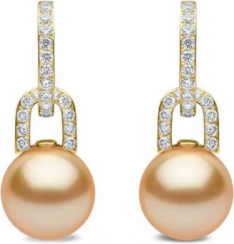 Yoko London 18K yellow gold Jazz pearl and diamonds earrings