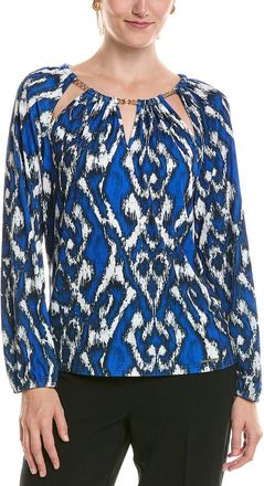 Halston Heritage Printed Chain Neck Blouse