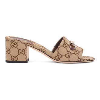 Gucci GG Fabric Mules - female - Gucci - Heeled Mules - Beige - 4 1/2 UK - Shoes