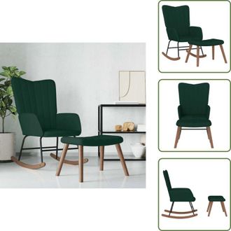vidaXL Poltrona relax - vidaXL Poltrona a Dondolo con Poggiapiedi Verde Scuro in Velluto