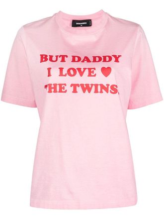 Dsquared2 slogan-print cotton T-shirt - women - Cotton - S - Pink