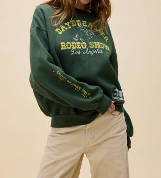 Daydreamer Rodeo Crew Oversized Sweatshirt In Deep Green