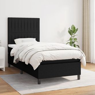 vidaXL Cama Box Spring Con Colch&oacute;n Tela Negro 90x200 Cm Vidaxl