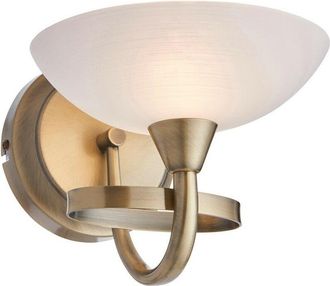 Endon Lighting Cagney - 1 Light Wall Light Antique Brass with White Glass Shade, G9 - Endon