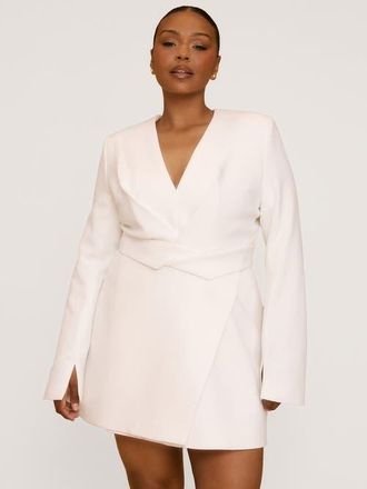 Six Stories Wrap Front Blazer Dress in White at Nordstrom, Size 10