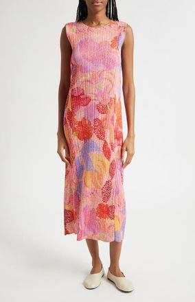Pleats Please Issey Miyake Foggy Forest Pleated Midi Dress in Pink at Nordstrom, Size 3