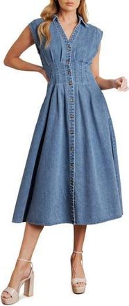 Flying Tomato Denim Button Front Midi Dress in Medium Indigo at Nordstrom Rack, Size X-Small