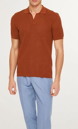 Orlebar Brown Roddy Knitted Polo Shirt In Cinnamon Coffee