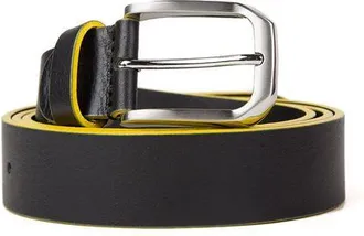 Momo Design Mens Belt Black-Yellow Genuine Leather Accessories