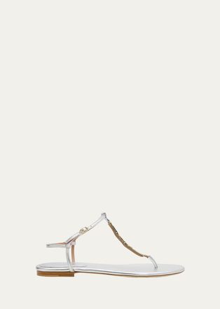 Malone Souliers Kali Metallic Leather Thong Sandals