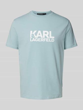 Karl Lagerfeld T-Shirt mit Label-Print in Hellblau, Gr&ouml;&szlig;e M