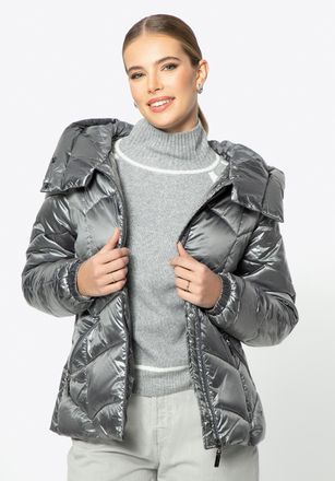 Wittchen Zilveren Nylon Gewatteerde Jas voor Dames met Zigzagpatronen