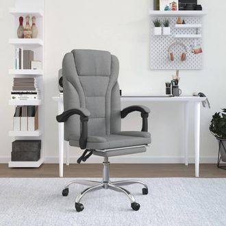 vidaXL Furniture Limited - Silla De Oficina Reclinable De Tela Gris