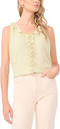 Vince Camuto Ruffle Sleeveless Top in Lily Green at Nordstrom, Size Xx-Small