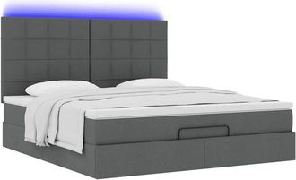 vidaXL Vidaxl - Estructura Cama Otomana Colch&oacute;n Tela Gris Oscuro 160x200 Cm