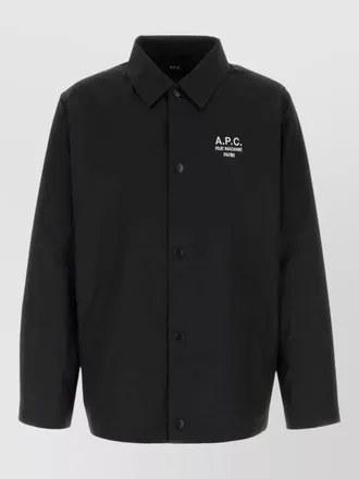 A.P.C. polyester jacket button up logo detail