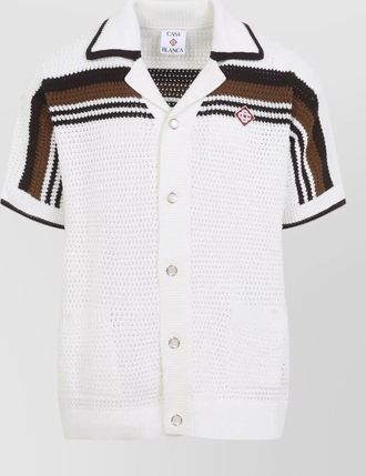 Casablanca short sleeve crochet camp collar shirt