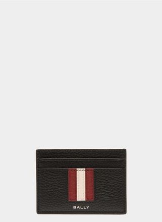 Bally Ribbon Card Holder In Leather in Black/ballyred+Pall at Nordstrom