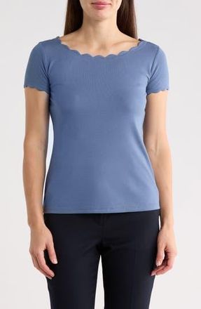 T Tahari Scalloped Knit T-Shirt in Blue Fin at Nordstrom Rack, Size X-Small