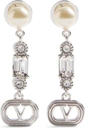 Valentino Garavani Silver VLogo Drop Earrings