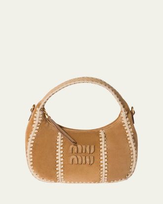 Miu Miu Wander Crochet Suede Shoulder Bag