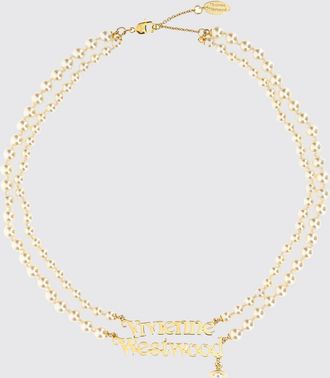 Vivienne Westwood Amelia Multi-Strand Faux-Pearl Necklace with Logo