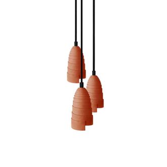 Gone's L&aacute;mpara de techo triple en hormig&oacute;n terracotta accesorios negros