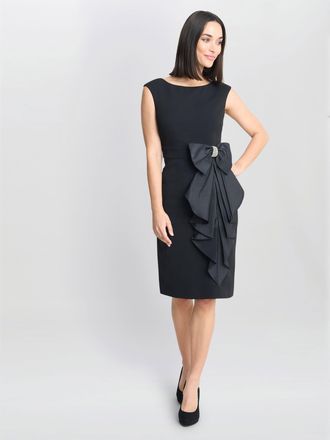 Gina Bacconi Womens Arabella Crepe Taffeta Combo Dress - Black - Size 10 UK