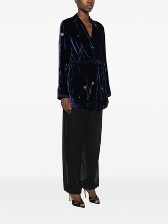 Forte_Forte Embroidered Velvet Blazer - Navy