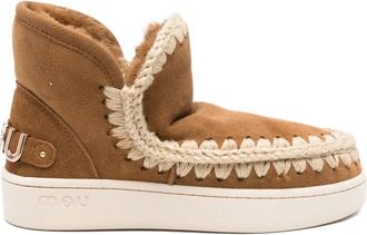 Mou Suède laarzen met gevlochten detail - Bruin