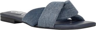 Calvin Klein Womens Calvin Klein Marita Sandals Blue Knotted Vamp Slip On Slide HTAT331