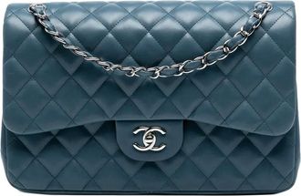 Chanel Borsa a spalla Jumbo Classic Double Flap in pelle di agnello 2012 - Blu