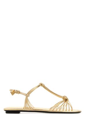 Prada Golden Ankle Strap Sandals