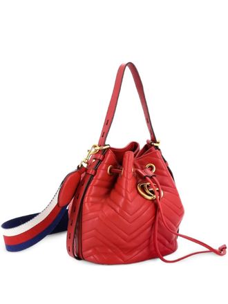 Gucci GG Marmont Matelasse Leather Small bucket bag - Rosso