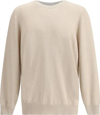 Brunello Cucinelli Mens Cashmere Sweater Sand-Pebble (capra Hircus) Sand/pebble