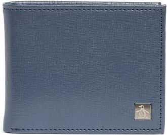 Original Penguin Saffiano Bifold Leather Wallet in Navy001 at Nordstrom Rack