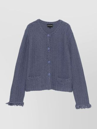 Emporio Armani cotton blend blazer jacket textured knit