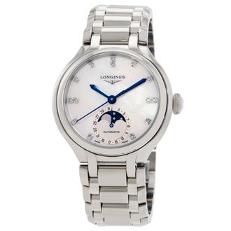 Longines Primaluna Automatic Moon Phase Diamond Ladies Watch L8.126.4.87.6