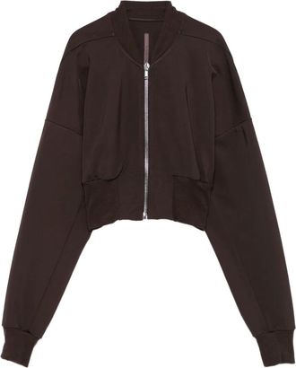 Rick Owens zip-front cropped coat - women - Nylon/Viscose/Wool - 40 - Brown