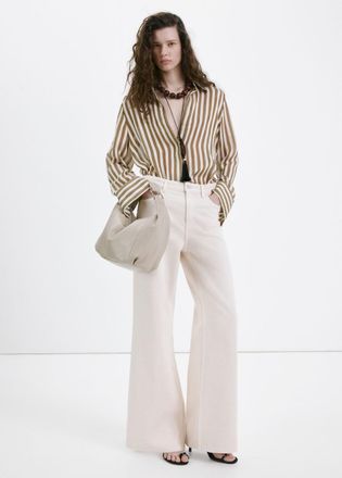 Mango Jeans wide leg vita media bianco sporco - Donna - 36 - MANGO