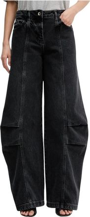 Patrizia Pepe Wide Leg Jeans - Dames - Jeans - Zwart - Maat: W28 Katoen