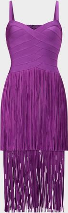 Hérve Léger The Georgia Tiered Fringe Midi Dress