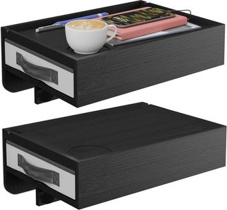 Relaxdays Relaxdays Mesita De Noche Klemmable, 2 Unidades, Bamb&uacute;, 14 X 37 X 26,5 Cm, Caj&oacute;n, Estante Para Cama, Negro