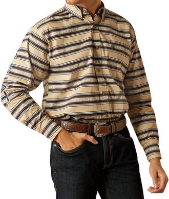Ariat Mens Team Logo Korbyn Me Shirt In Tan Navy
