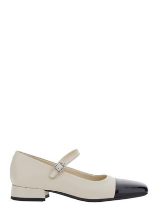 Vagabond Debby White And Black Slingback Pump With Adjustable Strap In Leather Woman